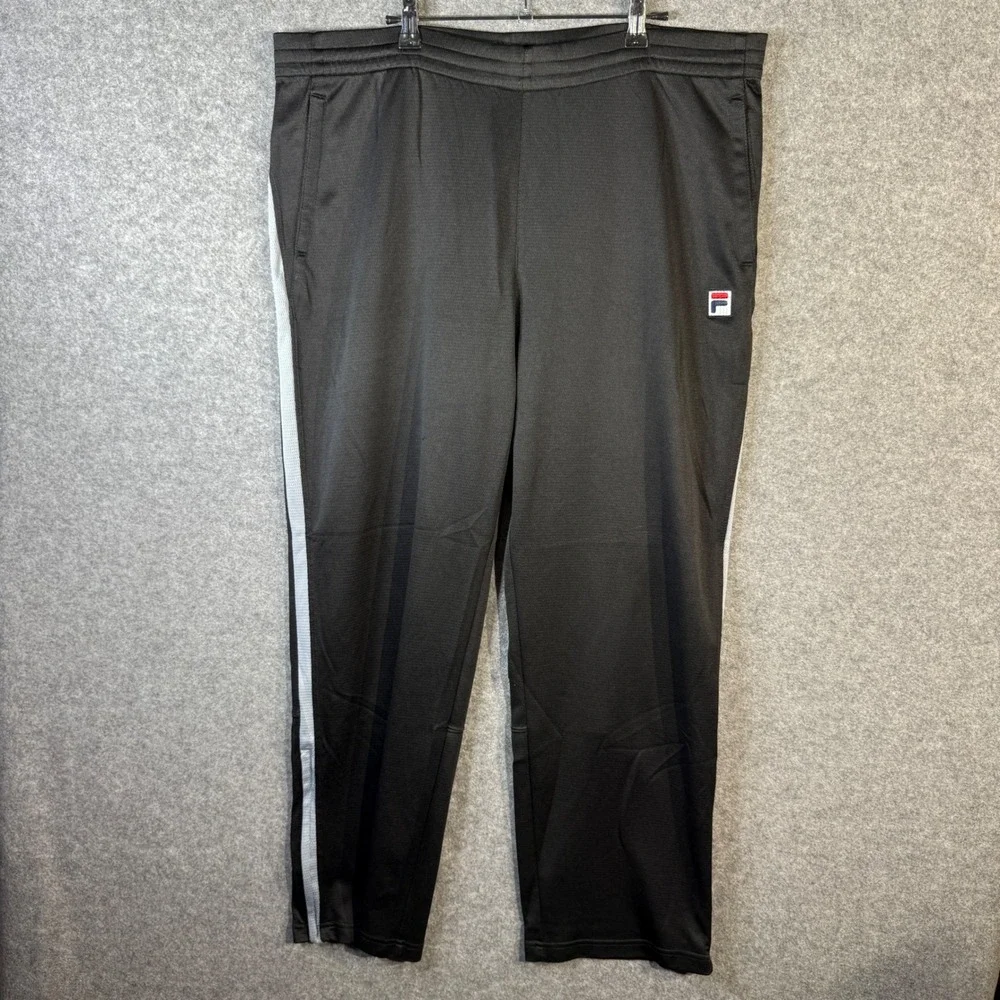 Fila Men's‎ Black Athletic Track Pants with White Stripe Side Size 3XL